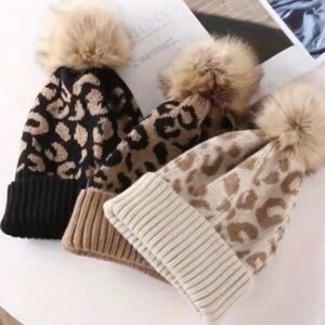 🔥CHOOSE A COLOR🔥 Animal Print Beanie Hat  with Pom Pom